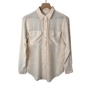 Equipment Silk Signature Flap Pocket Shirt Tan Zebra Print